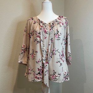 Sara Michelle Petite Floral Mid Sleeve Blouse